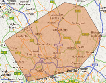 Image of Herford Areas Covered